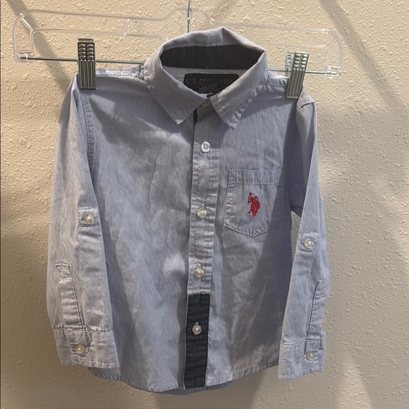 U.S. Polo Assn. Blue Shirt with Red Logo - Picture 1 of 4